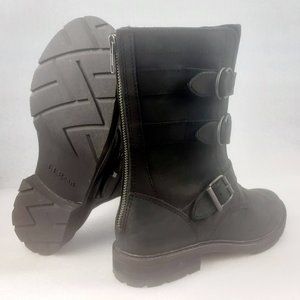 L.L.Bean BackZip Leather Insulated 3buckle Moto Biker Boot 6.5us/4.5uk